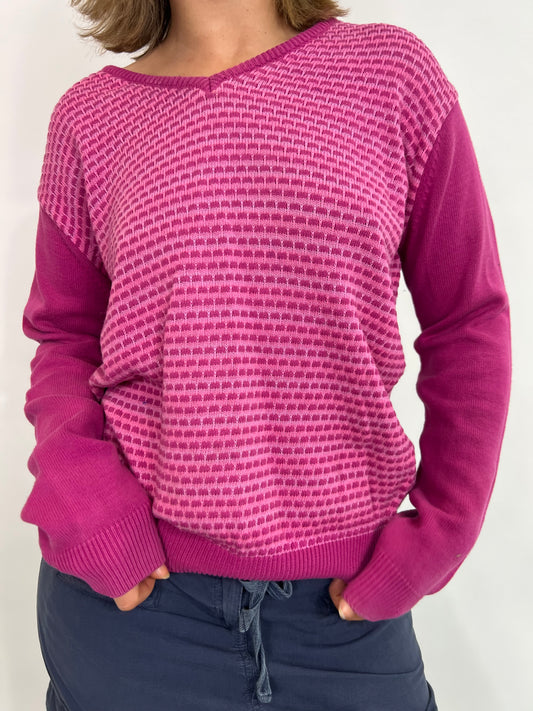 Pink Knit V-Neck Jumper