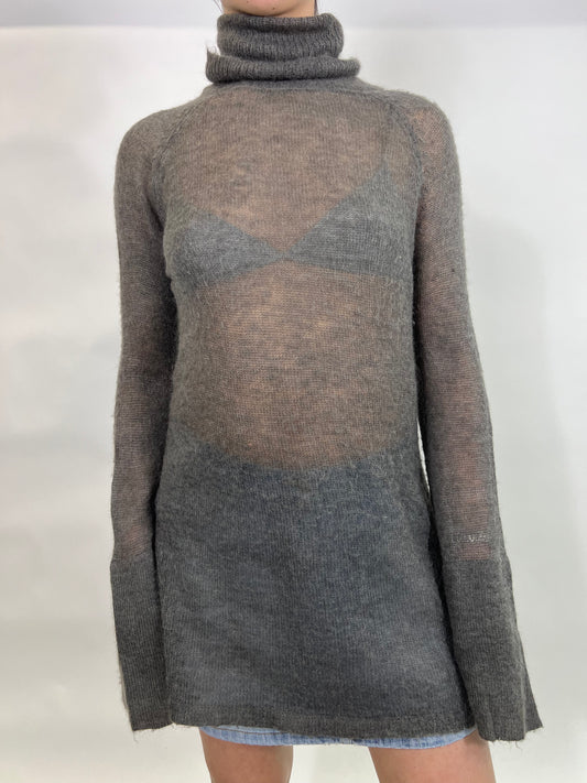 Grey Knit Turtleneck Top/Mini Dress