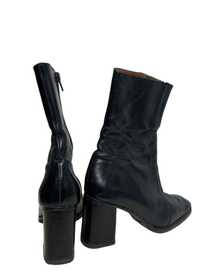 Black Heeled Leather Boots