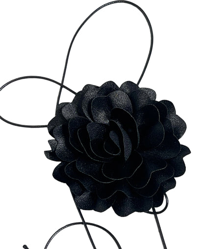 Black Flower Tie Up Knecklacd