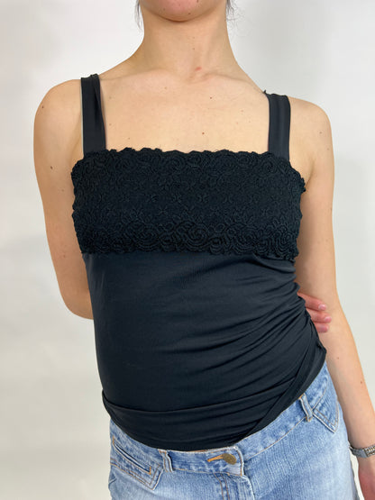 Black Top with Lace Detail