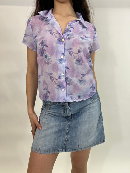 Lilac Floral Chiffon Shirt