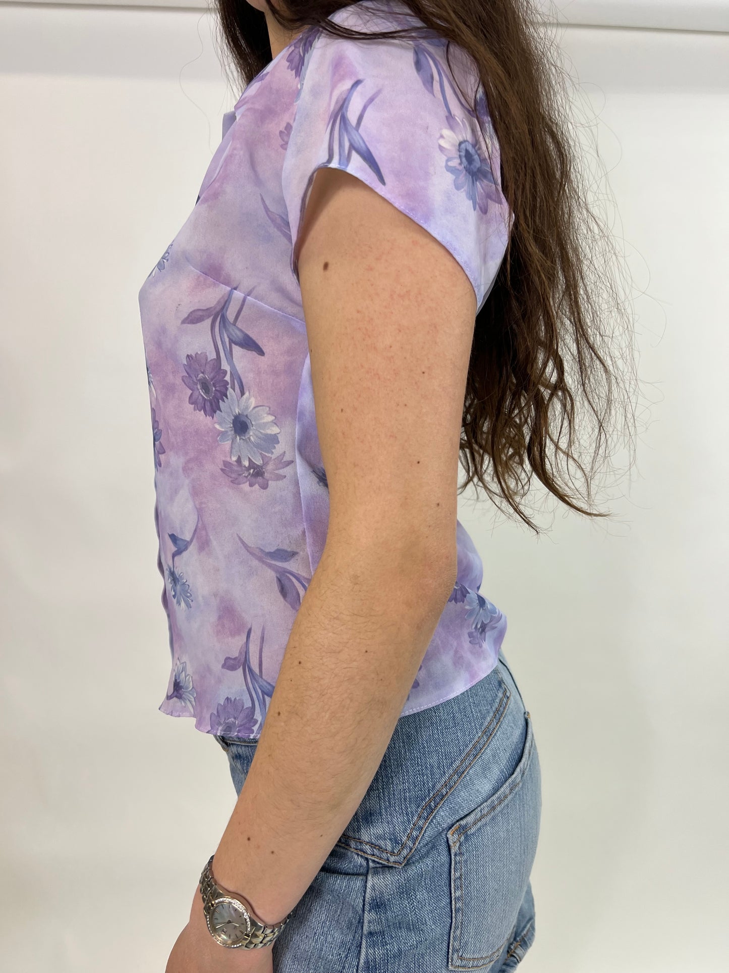 Lilac Floral Chiffon Shirt