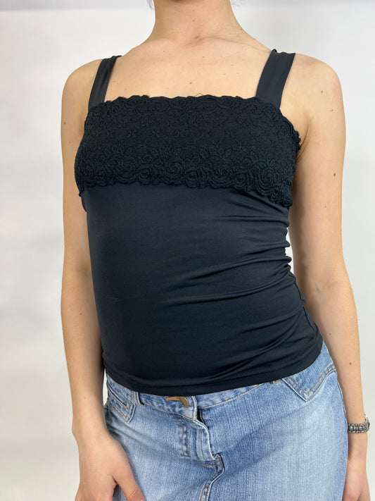 Black Top with Lace Detail