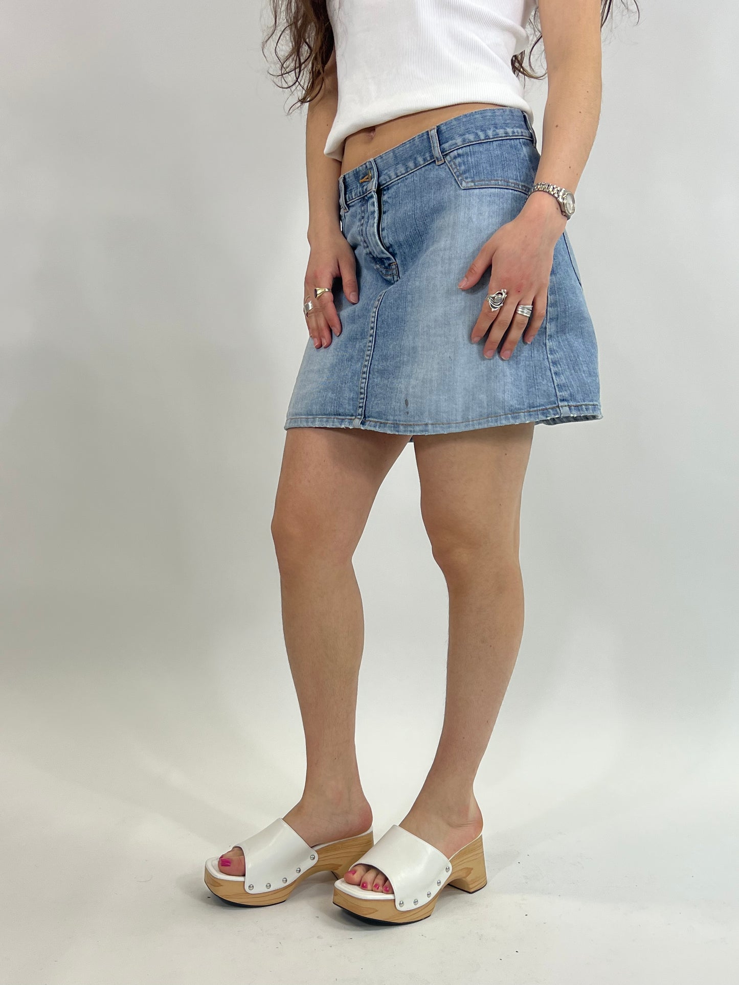 Light Wash Denim Mini Skirt