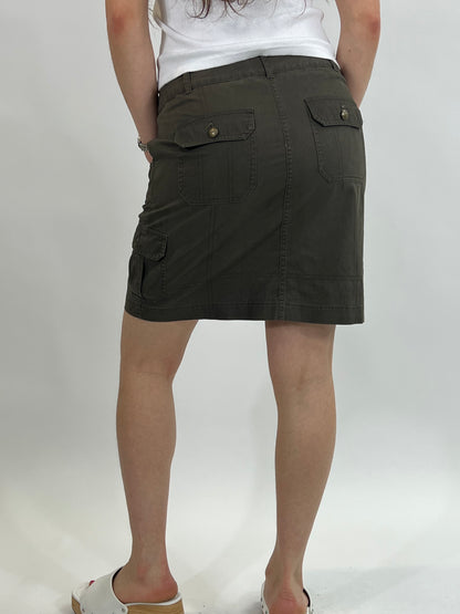 Khaki Cargo Midi Skirt