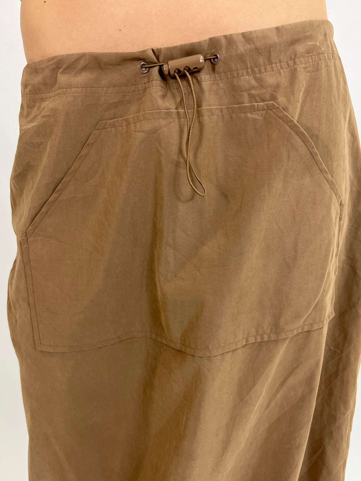 Dark Beige Cargo Maxi Skirt