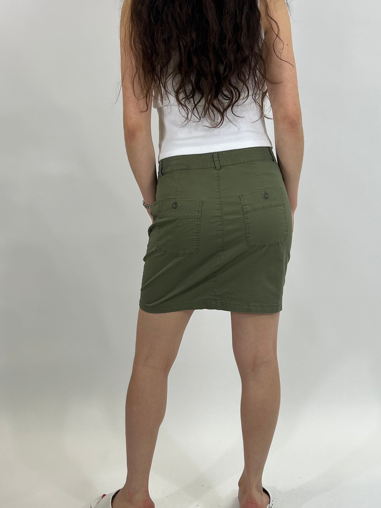 Khaki Cargo Mini Skirt