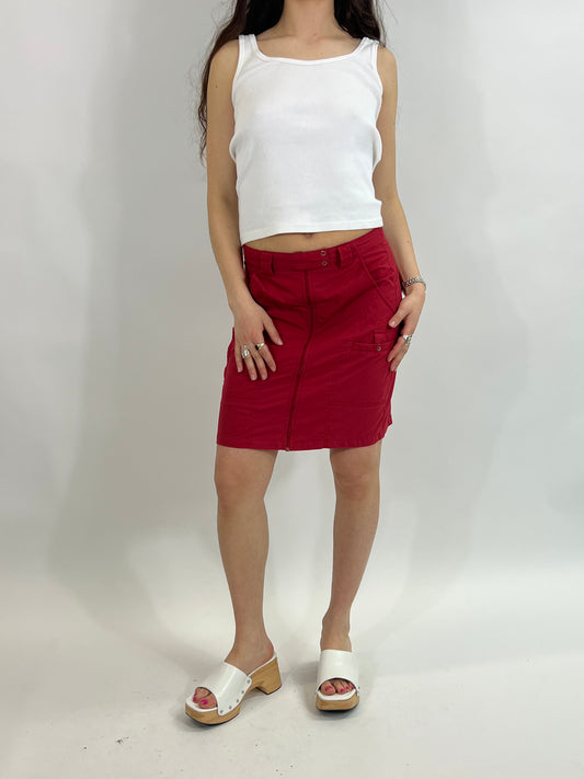 Red Cargo Mini Skirt