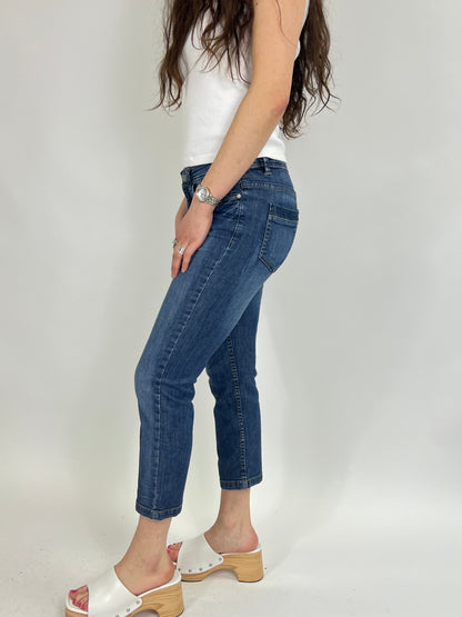 3/4 Length Jeans with Embroidered Pockets