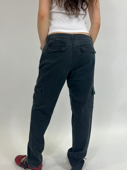Washed Black Cargo Trousers