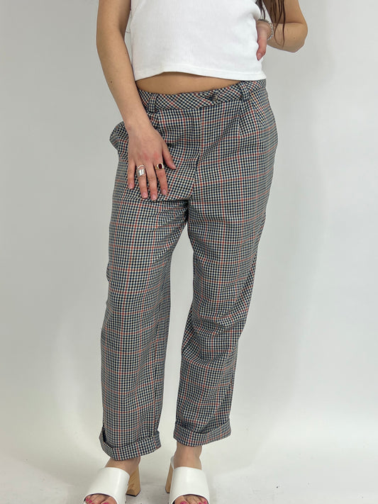 Beige Checked Trousers